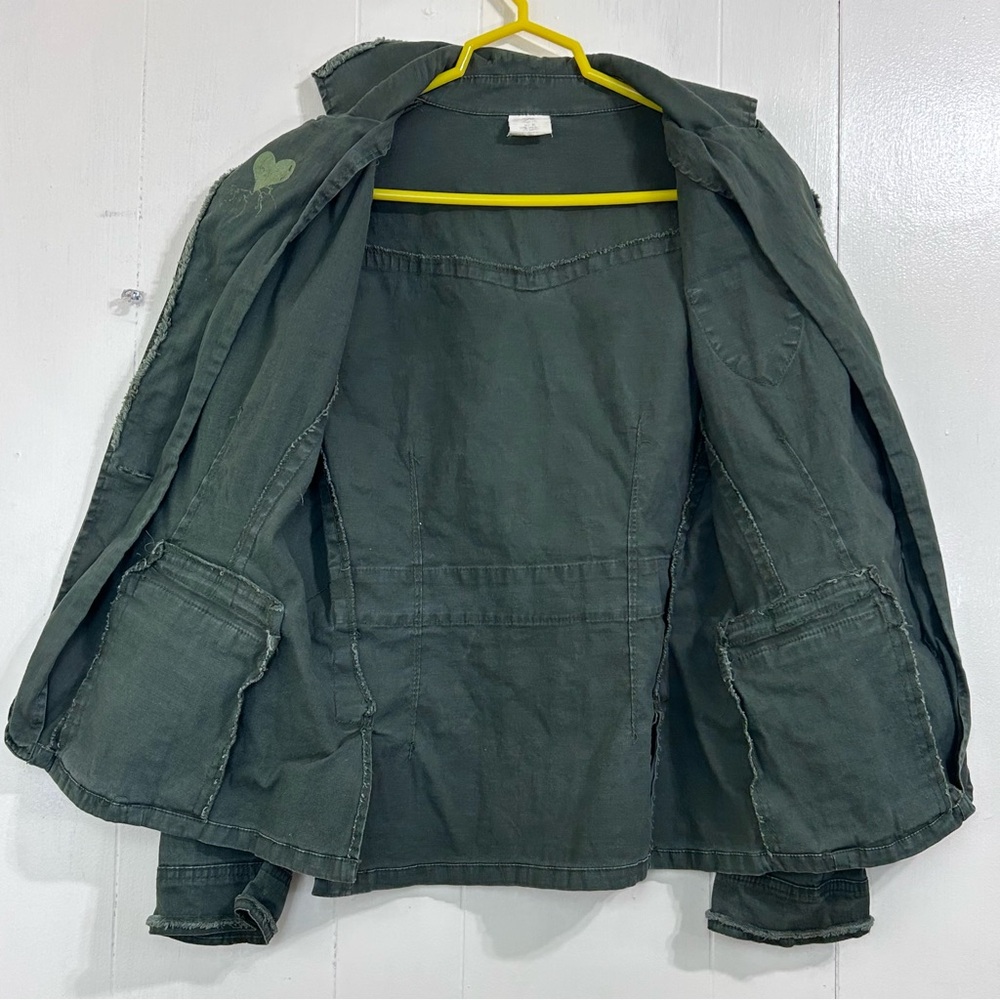 Vintage Painted Jacket Size XL Military Green Utility Jacket Size XL - Picture 3 of 14